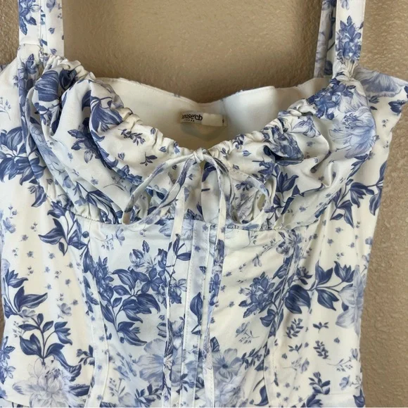 house of cb Carmen Blue Print Bustier Sundress - Picture 5 of 12